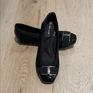 Anne Klein Black Flats with Silver Accent
